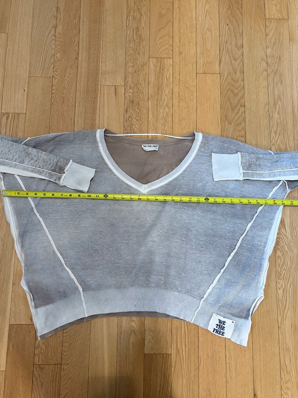 Free People We The Free Gibson V-Neck Pullover Sweater Petrified Wood Boho M - Picture 8 of 10